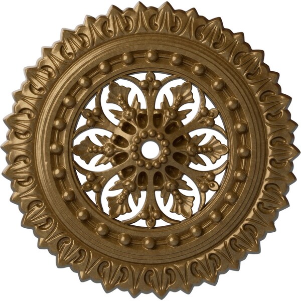 Ekena Millwork Sellek Ceiling Medallion (Fits Canopies up to 1 1/8"), 18 1/2"OD x 7/8"ID x 1 1/2"P, Pale Gold CM18SKPAS - main